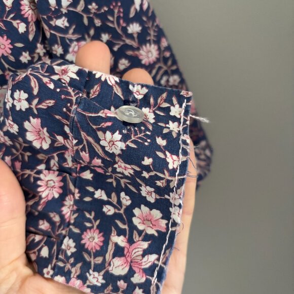 Vtg Cornflower Blue+ Pink Floral Blouse - Picture 6 of 9